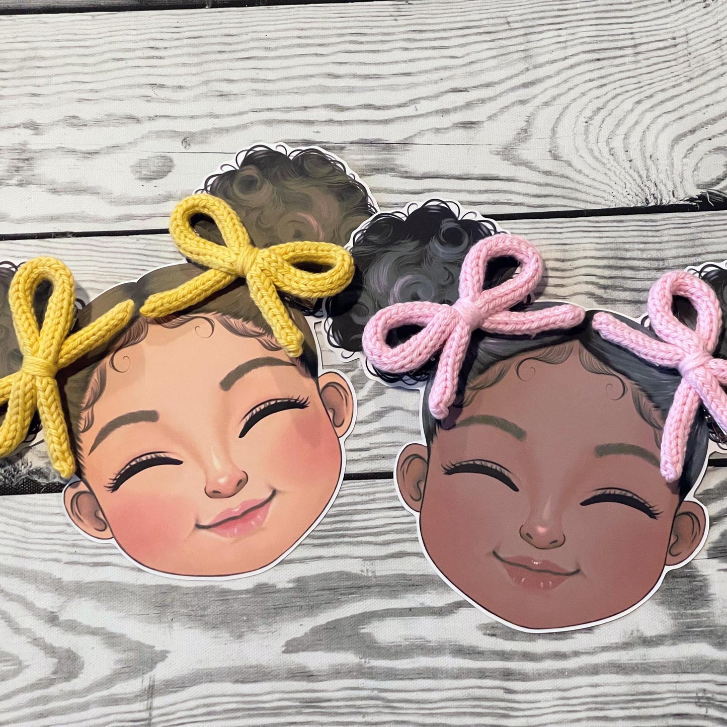 Crochet Bow Hair Clip Set: Knitted Cotton Pigtail Bows