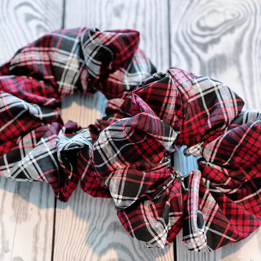 Christmas Plaid Scrunchie: Handmade Holiday Hair Accessory, Jumbo size