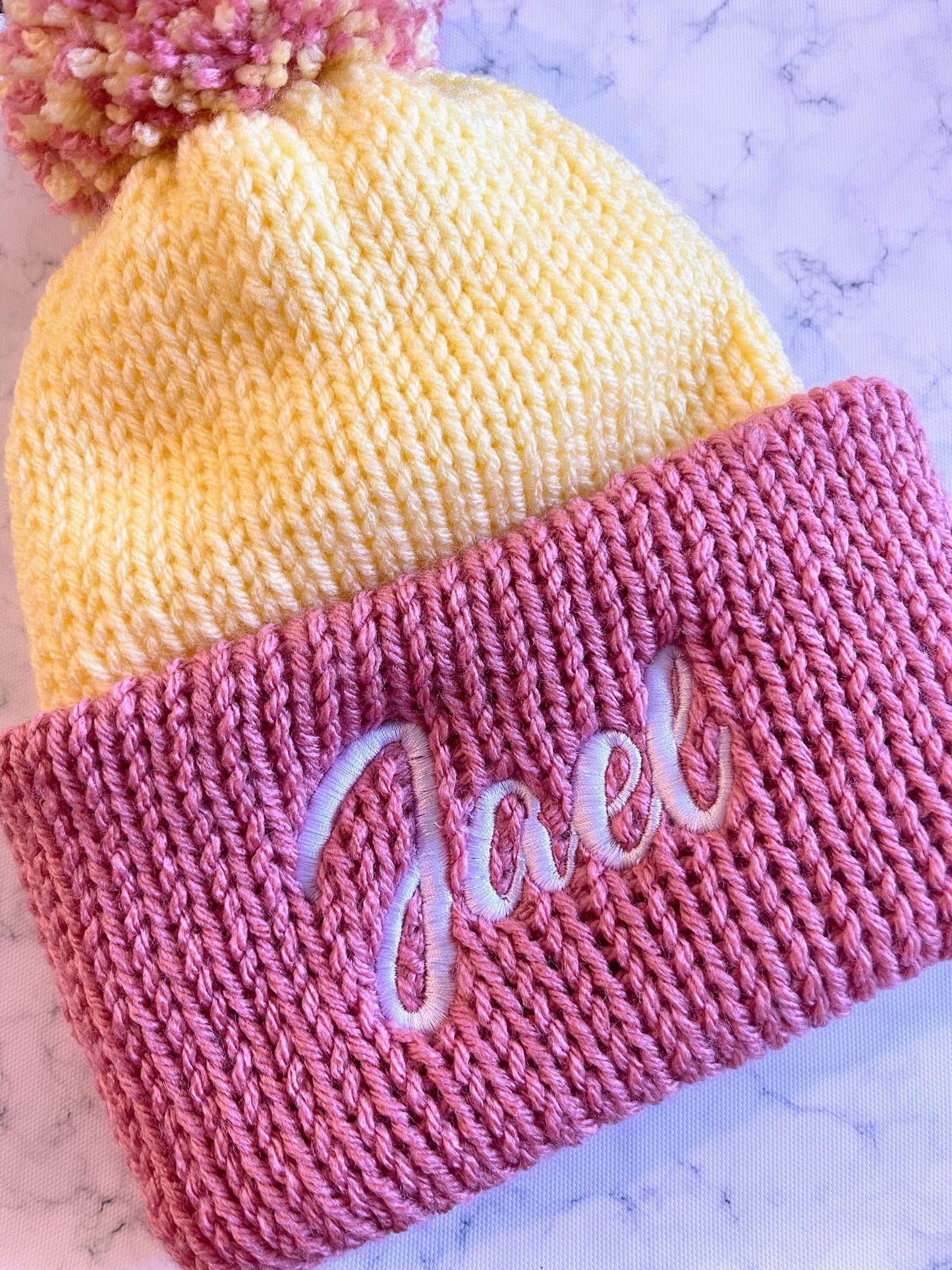 Custom Embroidered Beanie, Personalized Knitted Hat, Embroidered Winter hat, handmade knit beanie, Chunky Knit Beanie, Slouchy knit hat