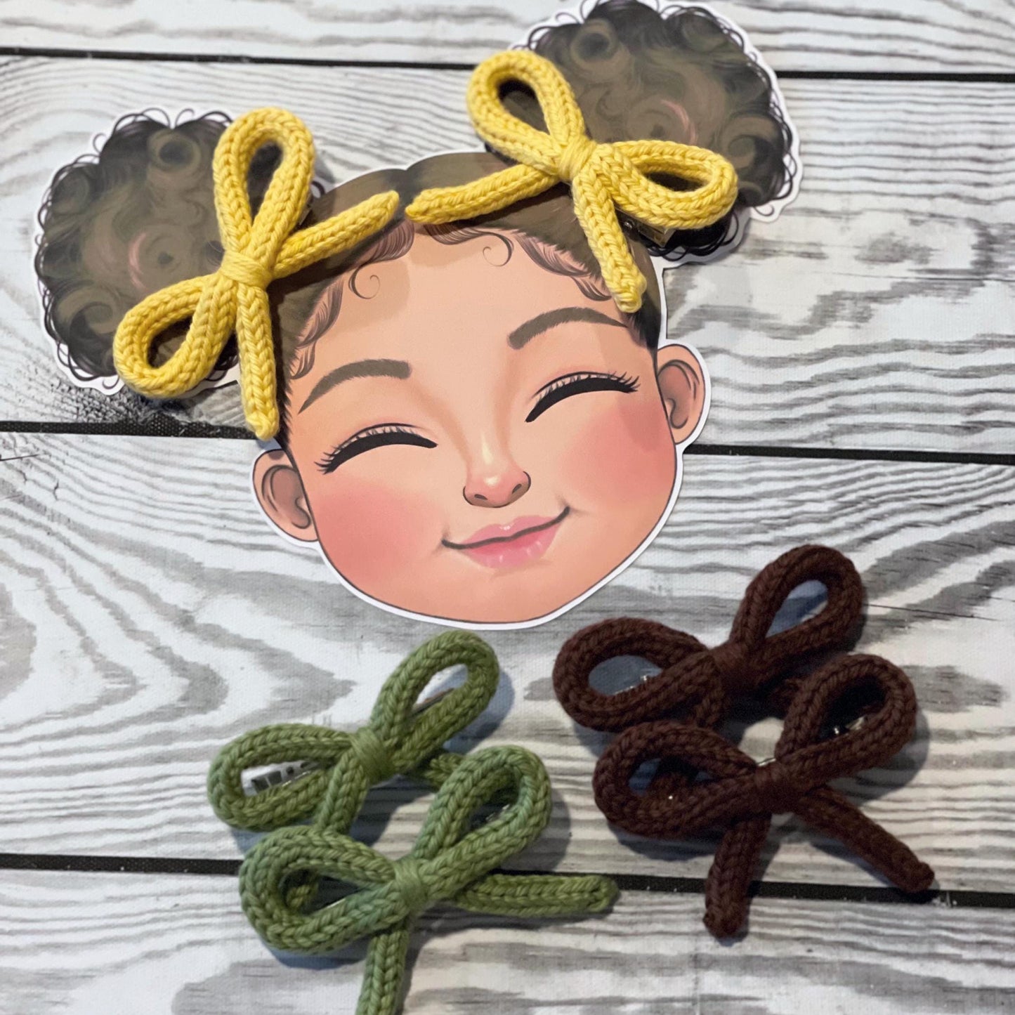 Valentines Day Crochet Bow Hair Clip Set: Knitted Cotton Pigtail Bows