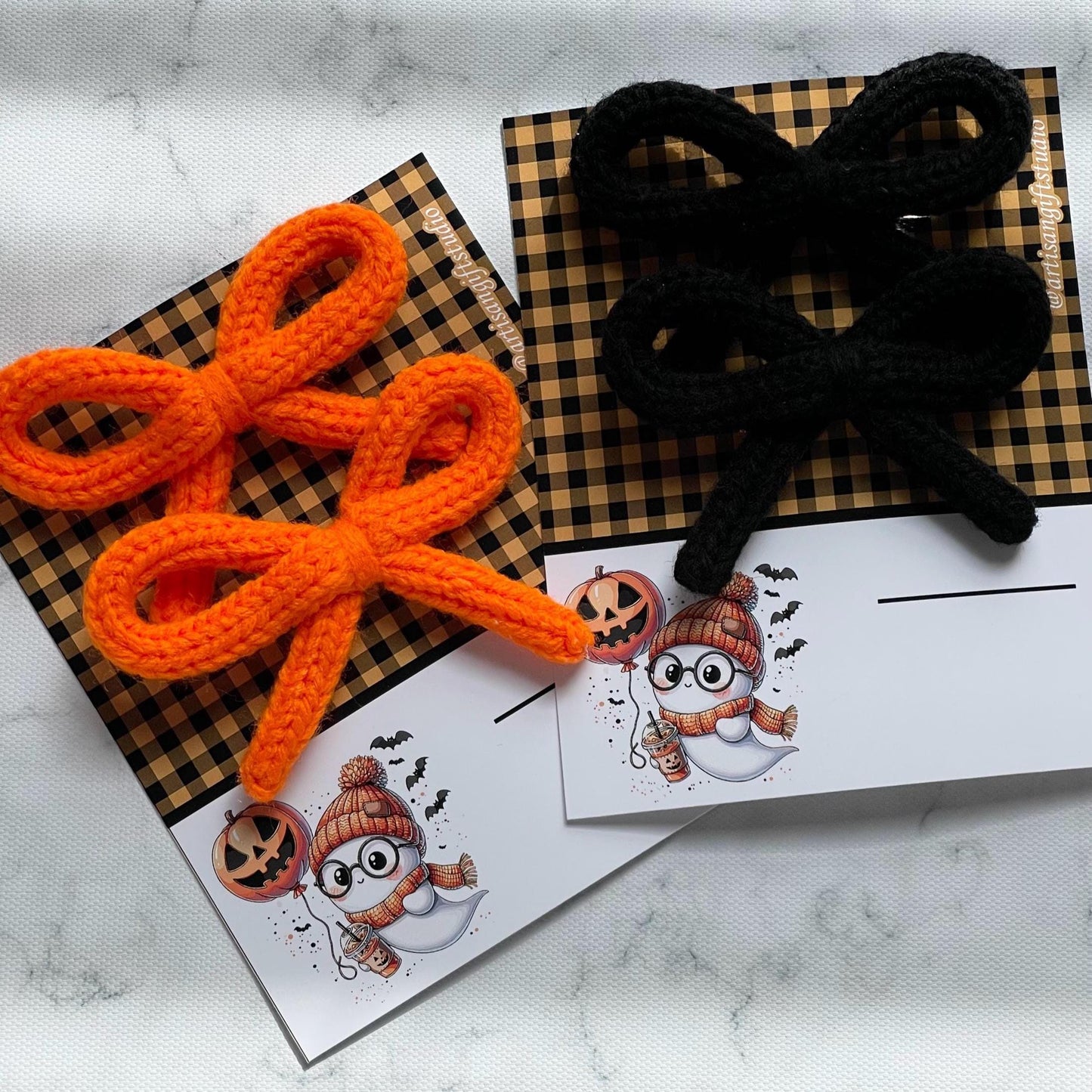 Crochet Halloween Bow Hair Clips: Handmade Fall Hair Accessories