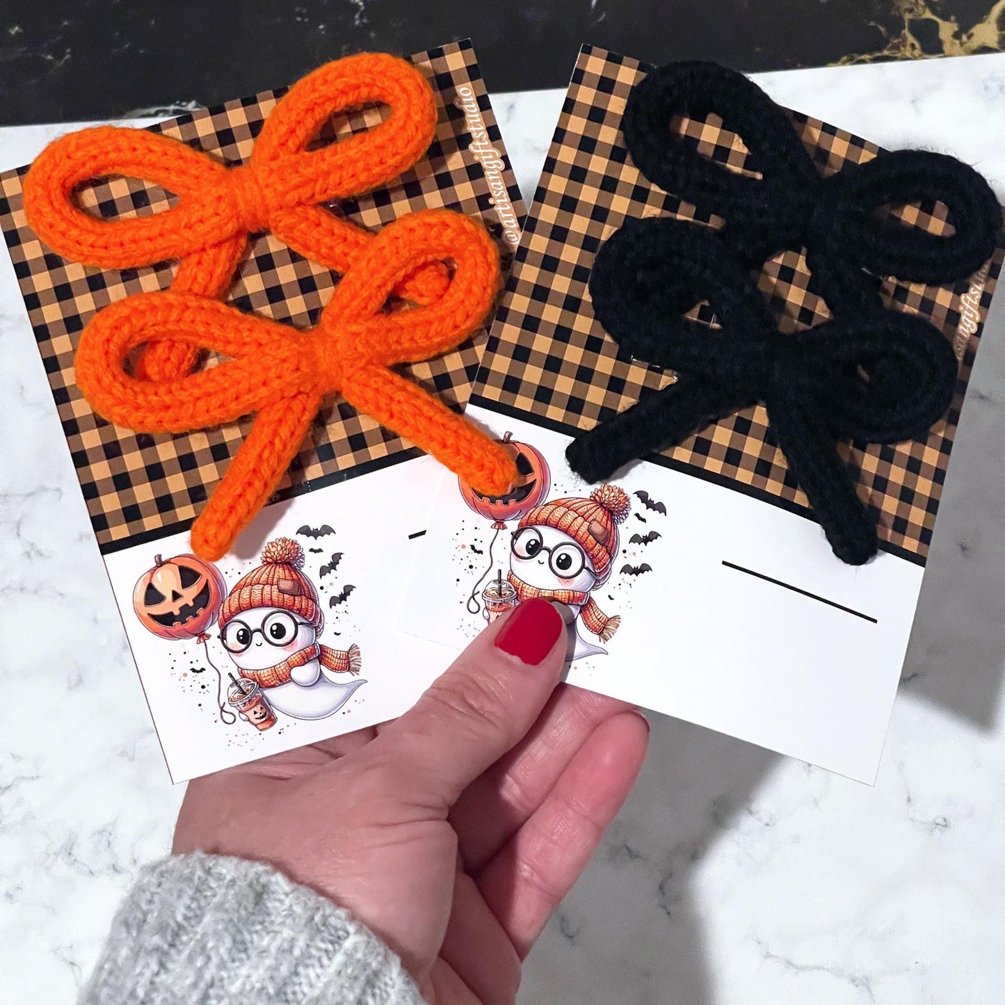 Crochet Halloween Bow Hair Clips: Handmade Fall Hair Accessories