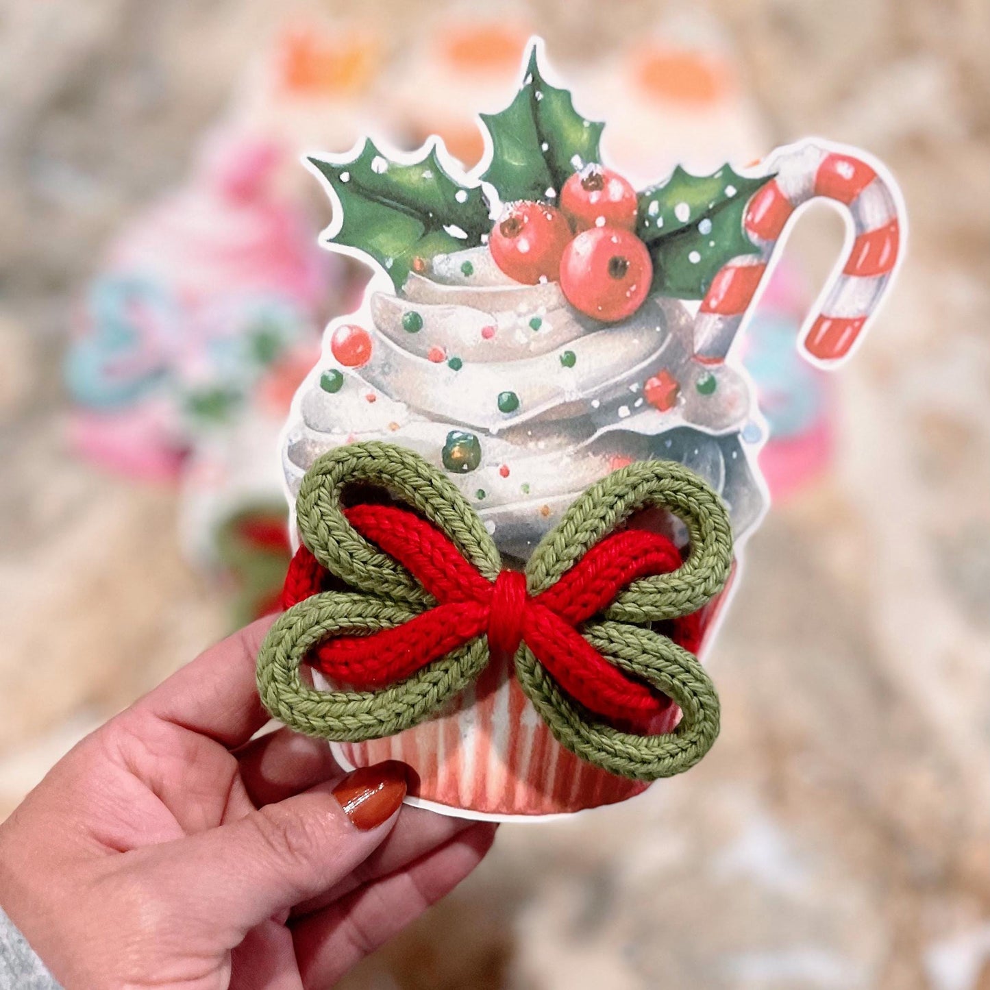 Christmas Crochet Bow Hair Clip: Knitted Cotton Pigtail Accessory